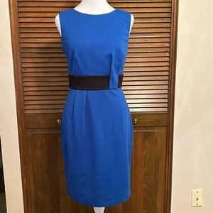 Calvin Klein Royal Blue & Black Sheath Sleeveless Dress Size 6